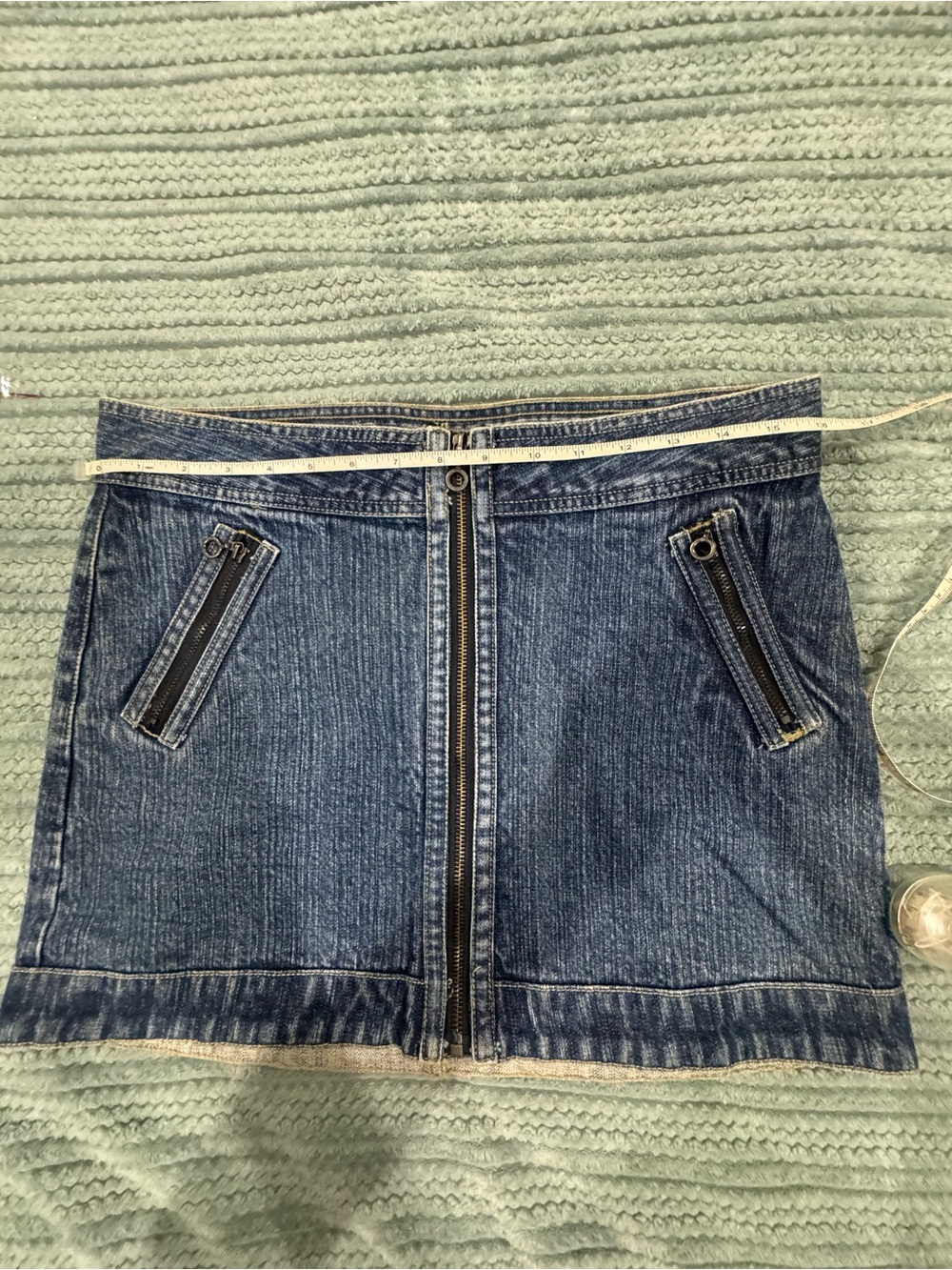 No Boundaries Blue Denim Zip-Front Mini Skirt